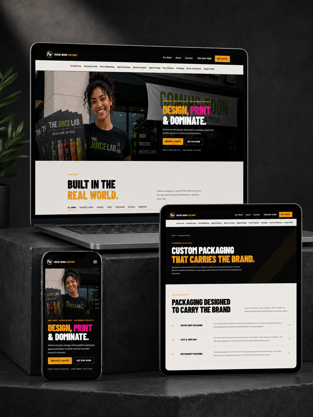 Fresh Work Factory website project multi-device showcase