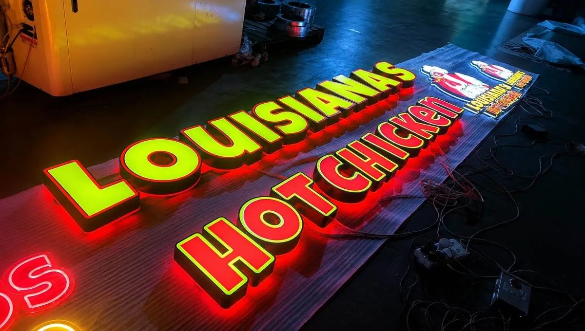 Fresh Work Factory illuminated storefront sign